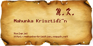 Mahunka Krisztián névjegykártya